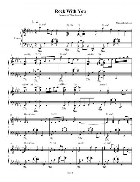 Rock With You Michael Jackson Piano Sheet Music Soundtracks   Rock With You   Michael Jackson 